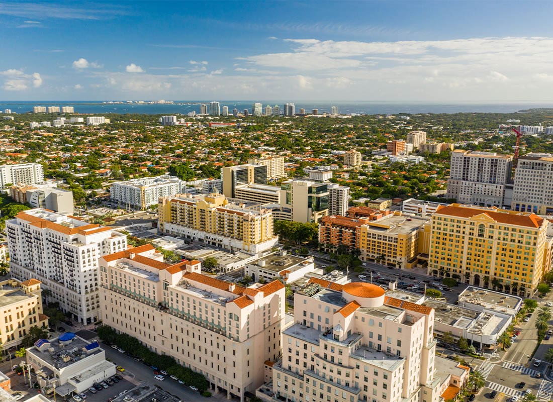Coral Gables FL Insurance - Beautiful aerial photo Miami Coral Gables FL USA
