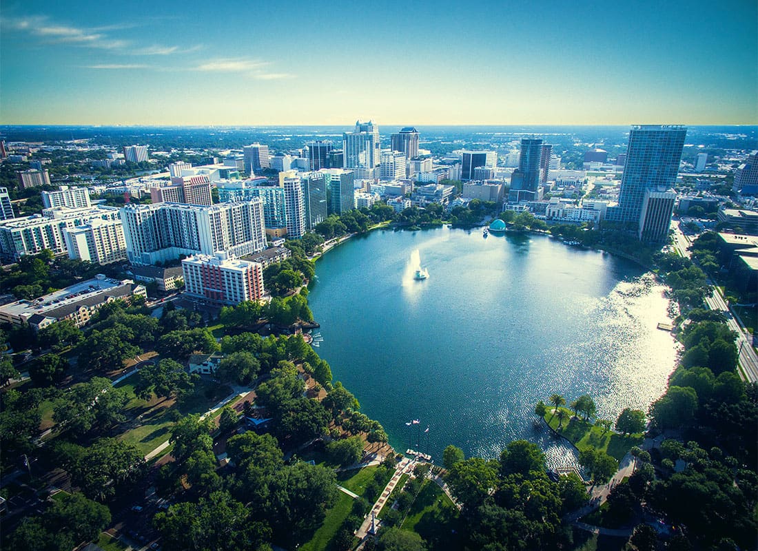 Orlando FL Insurance - Aerial View of Lake Eola Park in Orlando Florida
