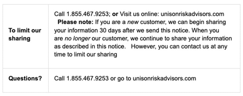 Table 3 - To limit our sharing